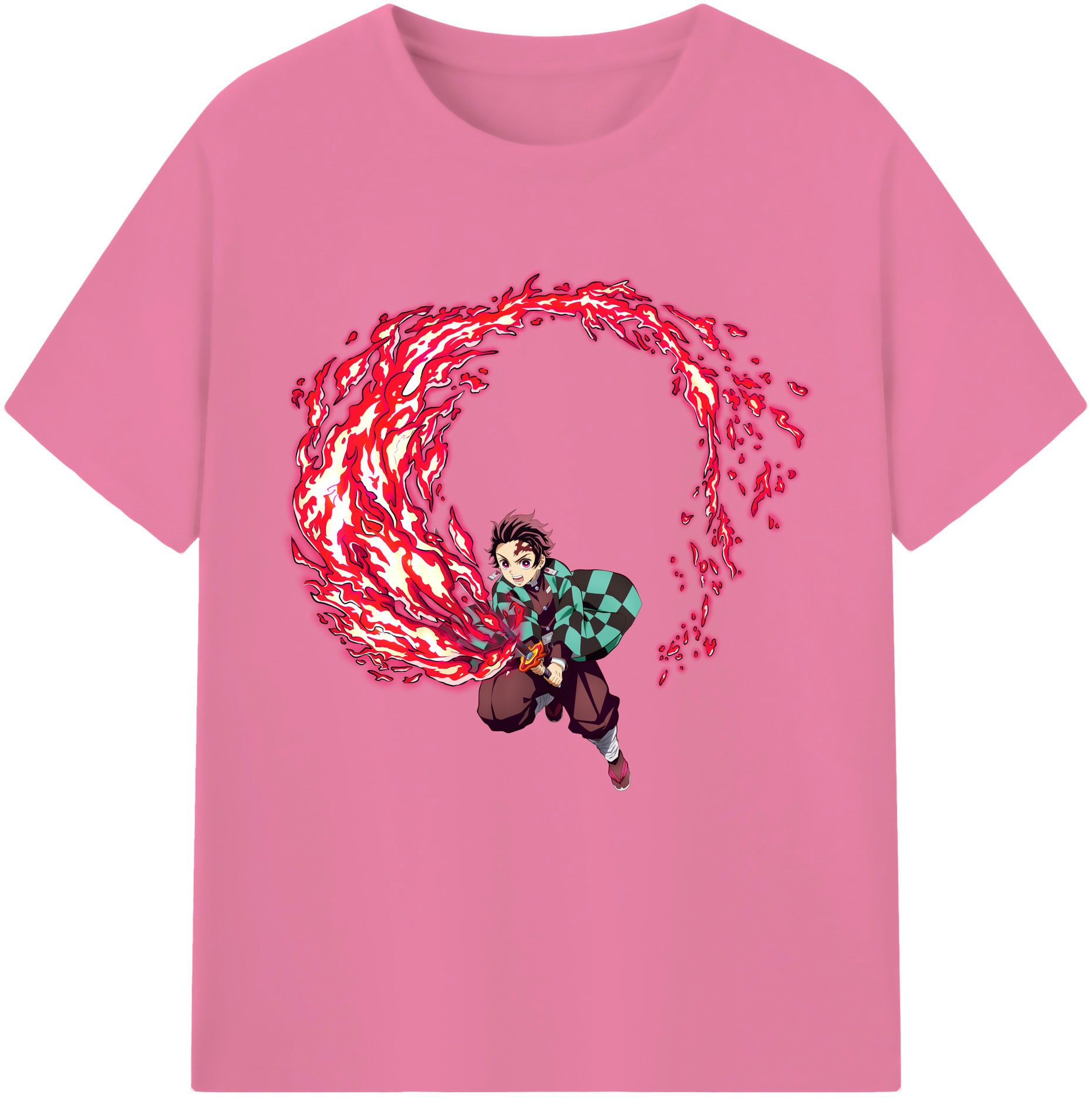 （画像用） 鬼滅の刃 竈門 炭治郎／かまど たんじろう Kamado Tanjirou 綿100％半袖Tシャツ（フロントプリント）